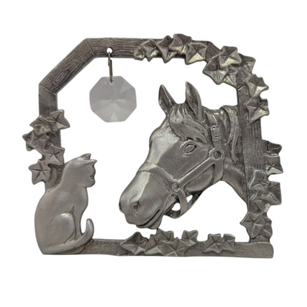 Hampshire Pewter Cat And Horse Window Suncatcher